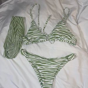 3 piece zebra bikini set